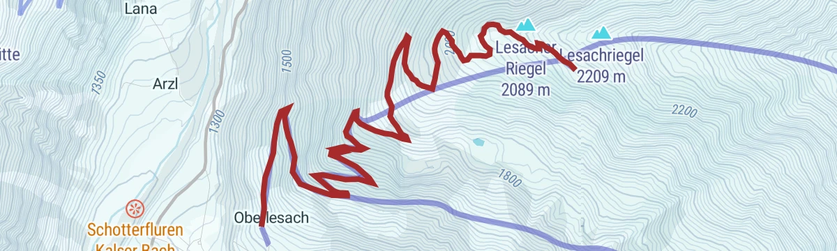 Route map: Skitour Lesach Riegel 2.131 m